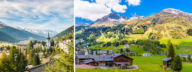 Skidorten Davos i Schweiz.